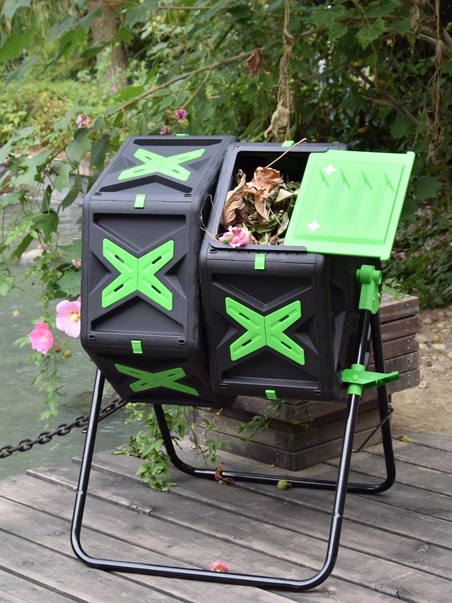 main_590445687802_0 Yijie 자유 회전 호기성 퇴비통 브래킷 포함 야외 정원 퇴비통 발효통 수제 유기 비료 - 이미지 1