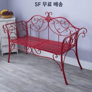 발코니 벤치 더블 파크 의자 유럽 스타일 골드 솔리드 아이언 소파 침대 실내 및 실외 레저 커피 테이블 심플