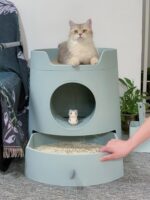 MAYITWILL Miwei Castle 고양이용 변기 완전 밀폐형 대형 서랍 조합 고양이 변기 탈취 및 방수 - 이미지 3