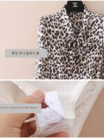 심플 베이직 새틴 프린트 레오파드 프린트 슬림 쉬폰 셔츠 여성 스타일리시하고 패셔너블한 원피스 셔츠 신상품 - 이미지 2
