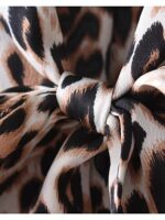 심플 베이직 새틴 프린트 레오파드 프린트 슬림 쉬폰 셔츠 여성 스타일리시하고 패셔너블한 원피스 셔츠 신상품 - 이미지 4