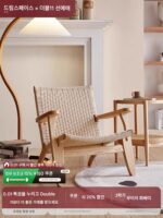 견고한 나무 라탄 안락의자 홈 거실 발코니 등받이 독서 의자 심플한 싱글 소파 의자 게으른 디자이너