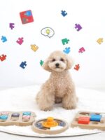 재고품~한국 파리독 반려견 퍼즐 재밌는 나무 새는 먹이통 먹이찾기 천천히 먹이는 장난감 - 이미지 2