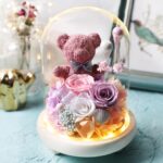 보존 장미 꽃 유리 커버 선물 상자 발렌타인 데이 크리스마스 선물 여자친구 생일 회사 선물