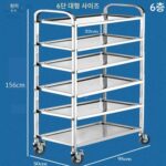 바퀴 달린 6단 5단 스테인리스 스틸 주방 선반 바닥형 가정용 카트 전자레인지 보관 스틸 선반