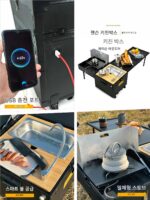Jansen 야외 모바일 주방 차량 다기능 소형 주방 ​​상자 캠핑 피크닉 스토브 바베큐 접이식 테이블 휴대용 휠 - 이미지 4