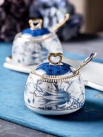 고가치 크리에이티브 가정용 세라믹 조미료 병 오일, 소금, 소스 및 식초 냄비 고급 주방 조미료 상자 보관 조합 세트 - 이미지 5