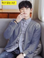 가을 회색 스웨터 남성 니트 카디건 재킷 캐주얼 봄 가을 얇은 V넥 중년 및 노인의 따뜻함을 유지하는 최고의 옷