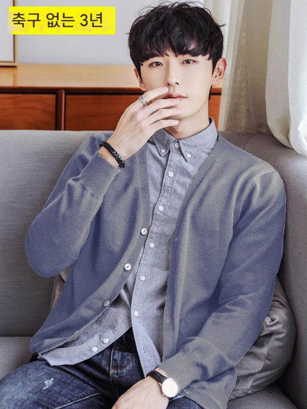 가을 회색 스웨터 남성 니트 카디건 재킷 캐주얼 봄 가을 얇은 V넥 중년 및 노인의 따뜻함을 유지하는 최고의 옷