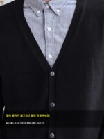 가을 회색 스웨터 남성 니트 카디건 재킷 캐주얼 봄 가을 얇은 V넥 중년 및 노인의 따뜻함을 유지하는 최고의 옷 - 이미지 2