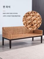 모던 심플 라탄 소파 거실 라탄 벤치 3인용 소파 의자 등받이 의자 레스토랑 부스 스트레이트 소파 - 이미지 4