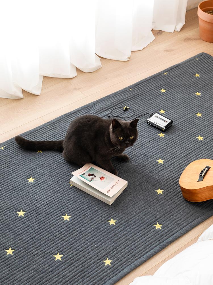main_632656666368_0 세탁 가능한 면 자수 바닥 매트 다기능 침실 침대 옆 카펫 거실 소파 커피 테이블 순면 발 매트 기계 세탁 가능 - 이미지 1