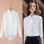 여성용 고급 원피스 셔츠, 니치 프렌치 스타일, 고급 아세테이트 새틴 점프수트, 2023년 봄