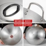 특대형 스테인리스 비자성 프라이팬 특대형 34-100cm 이중 귀 둥근 바닥 상업용 볶음 식당 시골 대형 냄비 - 이미지 3
