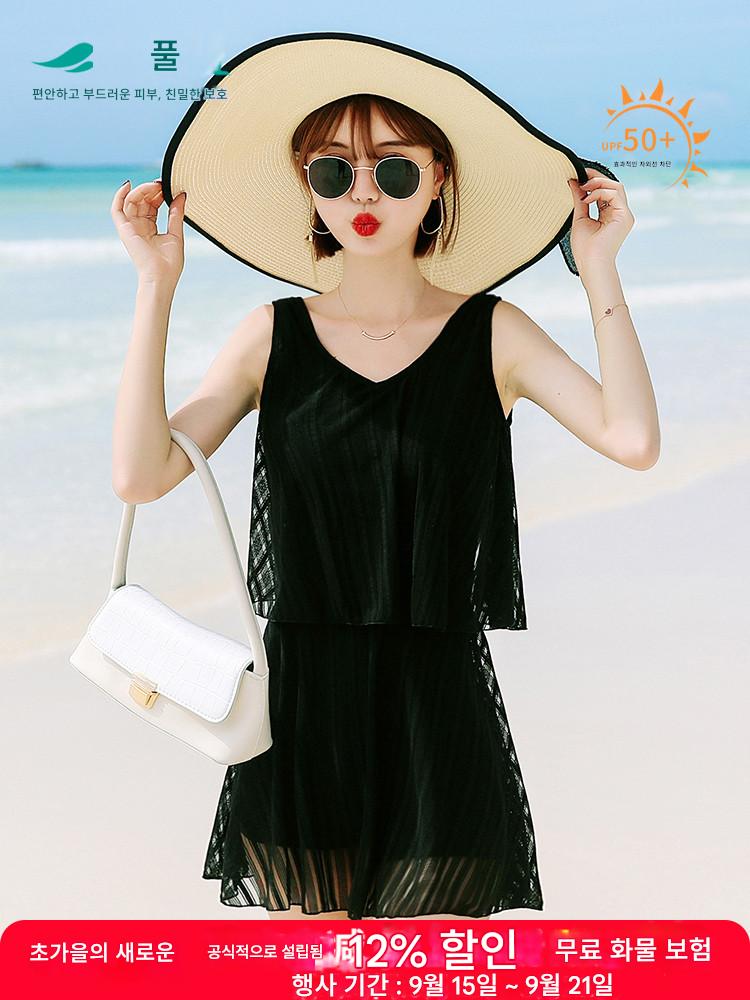 main_642202336671_0 여성 피부 친화적인 블랙 수영복, 요정 같은 보수적인 2025년 신작 스타일, 슬림하고 작은 가슴을 가리는, 온천욕에 적합 - 이미지 1