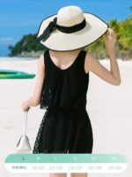 여성 피부 친화적인 블랙 수영복, 요정 같은 보수적인 2025년 신작 스타일, 슬림하고 작은 가슴을 가리는, 온천욕에 적합 - 이미지 3