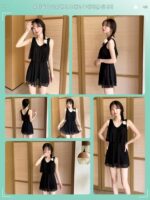 여성 피부 친화적인 블랙 수영복, 요정 같은 보수적인 2025년 신작 스타일, 슬림하고 작은 가슴을 가리는, 온천욕에 적합 - 이미지 4