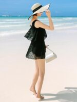 여성 피부 친화적인 블랙 수영복, 요정 같은 보수적인 2025년 신작 스타일, 슬림하고 작은 가슴을 가리는, 온천욕에 적합 - 이미지 5