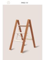 반지지아 오리지널 원목색 가정용 사다리 다기능 접이식 사다리 발코니 꽃꽂이 계단 확장 알루미늄 합금 발판 안정