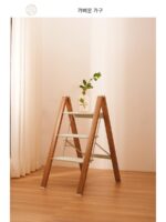 반지지아 오리지널 원목색 가정용 사다리 다기능 접이식 사다리 발코니 꽃꽂이 계단 확장 알루미늄 합금 발판 안정 - 이미지 5