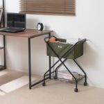 3가지 색상 ~ 바퀴 달린 일본식 접이식 수납 카트 일본식 복고풍 캔버스 수납 바구니 와이어 바구니 다이닝 카트 - 이미지 4