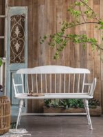 북유럽 스타일 야외 철제 아트 테이블과 의자 발코니 정원 의자 흰색 벤치 등받이 소파 의자 스툴 - 이미지 2