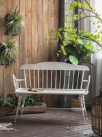 북유럽 스타일 야외 철제 아트 테이블과 의자 발코니 정원 의자 흰색 벤치 등받이 소파 의자 스툴 - 이미지 3