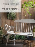 북유럽 스타일 야외 철제 아트 테이블과 의자 발코니 정원 의자 흰색 벤치 등받이 소파 의자 스툴 - 이미지 4