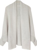 2025년 봄 여성용 중간 길이 숄 루즈 홀로우 니트 카디건 케이프 배트 슬리브 스웨터 재킷 - 이미지 5