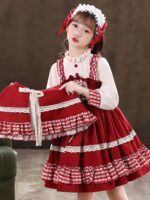 로리타 소녀 공주 드레스 정품 풀세트 공연 의상 할로윈 공연 의상 빨간모자 의상 어린이 스커트 - 이미지 3