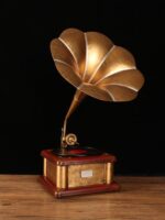 복고풍의 고풍스러운 축음기 모델 장식품 비닐 레코드 플레이어 홈 소프트 장식 사진 소품 거실 장식 - 이미지 3