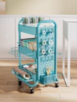 Yiruikang 이동식 책장 책장 수납 카트 바퀴 달린 트롤리 홈 스터디 학생 어린이 책장 수납 선반