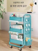 Yiruikang 이동식 책장 책장 수납 카트 바퀴 달린 트롤리 홈 스터디 학생 어린이 책장 수납 선반 - 이미지 2