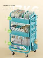 Yiruikang 이동식 책장 책장 수납 카트 바퀴 달린 트롤리 홈 스터디 학생 어린이 책장 수납 선반 - 이미지 3