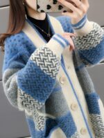 밍크 플리스 니트 카디건 재킷 여성 가을 ​​의류 2025년 신상품 루즈 여성 스웨터 트렌디 가을 겨울 올매치 두꺼운 - 이미지 4