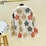 여성 니트 스웨터 재킷 2025년 신상품 봄 가을 스웨터 카디건 레이지 스타일 루즈 에이징 롱슬리브 V넥 탑 - 이미지 2