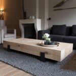 와비사비 스타일 원목 커피 테이블 가정용 티 테이블 소형 아파트 거실 철제 아트 레트로 사각형 원목 조합 통나무 티 테이블 - 이미지 2