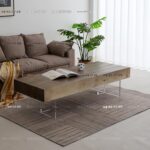 와비사비 스타일 원목 커피 테이블 가정용 티 테이블 소형 아파트 거실 철제 아트 레트로 사각형 원목 조합 통나무 티 테이블 - 이미지 4