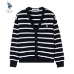 uspoloassn 미국 폴로 협회 봄 여성용 스트라이프 니트 카디건 캐주얼 라이트 니트 재킷