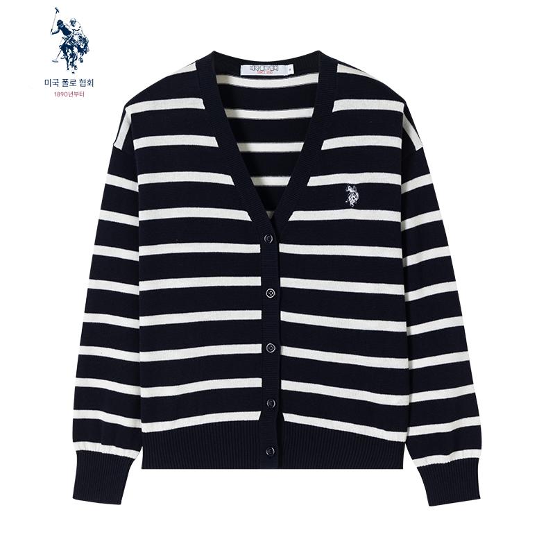 main_669599117765_0 uspoloassn 미국 폴로 협회 봄 여성용 스트라이프 니트 카디건 캐주얼 라이트 니트 재킷 - 이미지 1