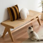 찬디가르 라탄 의자 북유럽 앤틱 원목 롱 벤치 홈스테이 의류 매장 레저 라탄 신발 교환 낮은 의자 침대 끝