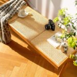 찬디가르 라탄 의자 북유럽 앤틱 원목 롱 벤치 홈스테이 의류 매장 레저 라탄 신발 교환 낮은 의자 침대 끝 - 이미지 2