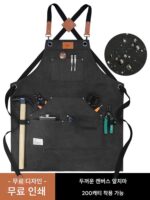 남성용 유럽 및 미국 스타일 앞치마 두꺼운 캔버스 내마모성 및 방수 맞춤 로고 정원사 핸드메이드 세련된 데님 작업복