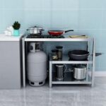 가스레인지 랙 3단 조리대 스테인리스 스틸 주방 액화가스 랙 두꺼워진 수납 조리작업 주방테이블 - 이미지 2