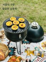 우주선 휴대용 야외 바베큐 그릴 미국식 스튜잉 오일 무연 자동 주행 캠핑 스테인리스 스틸 바베큐 장비 - 이미지 4