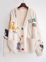 가을 2024 새로운 레이지 스타일 카디건 스웨터 여성 코트 느슨한 짧은 니트 스웨터 가을과 겨울 탑 두꺼워짐