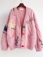 가을 2024 새로운 레이지 스타일 카디건 스웨터 여성 코트 느슨한 짧은 니트 스웨터 가을과 겨울 탑 두꺼워짐 - 이미지 2