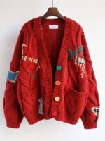 가을 2024 새로운 레이지 스타일 카디건 스웨터 여성 코트 느슨한 짧은 니트 스웨터 가을과 겨울 탑 두꺼워짐 - 이미지 3