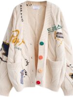 가을 2024 새로운 레이지 스타일 카디건 스웨터 여성 코트 느슨한 짧은 니트 스웨터 가을과 겨울 탑 두꺼워짐 - 이미지 5