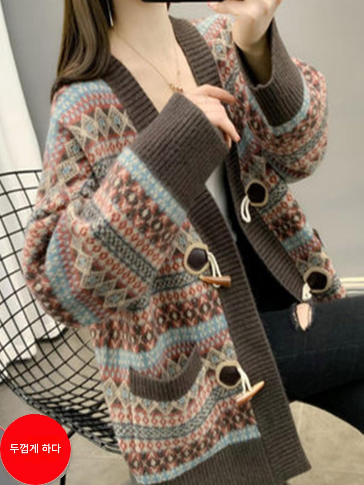 main_681255042673_0 2025년 가을 신상 여성 스웨터 재킷 루즈 패션 두꺼운 니트 카디건 초가을 스타일 상의 여성 의류 - 이미지 1